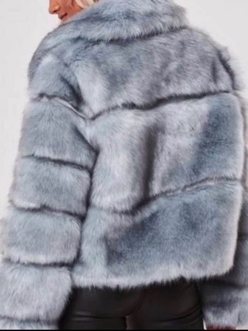 NEW (worn once) Women's grey lavender faux fur pelted jacket